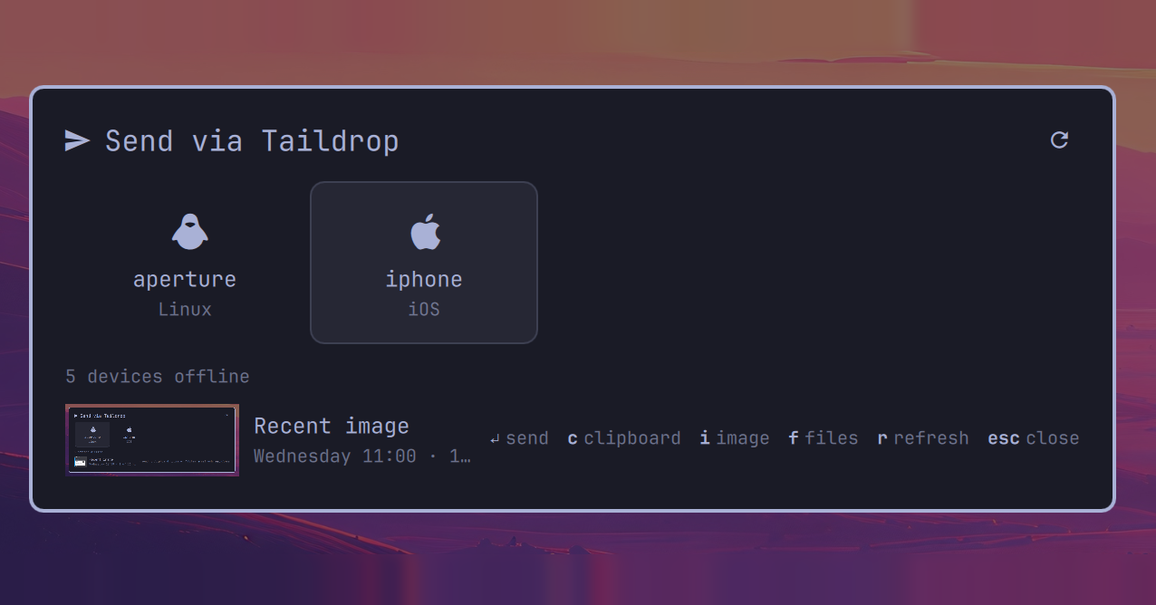 I built a Taildrop plugin for Omarchy