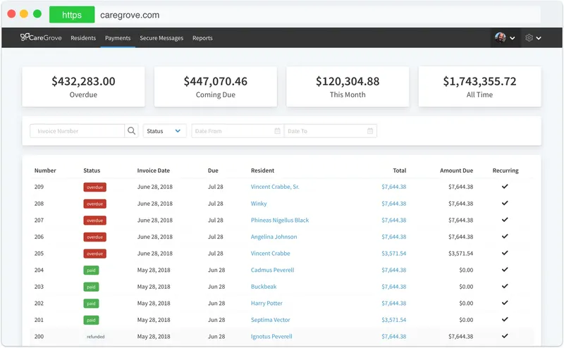 CareGrove: Payments Report
