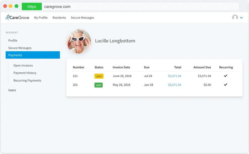CareGrove: Resident Payments
