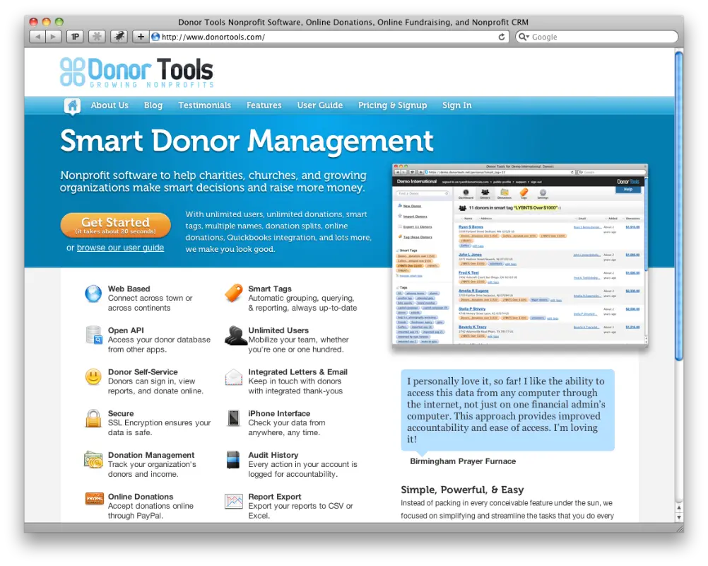 Donor Tools: Home